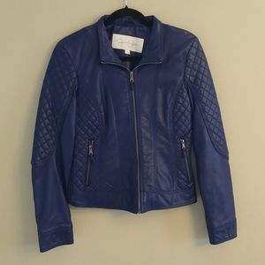 Jessica Simpson Blue Faux LeatherJacket Sz S